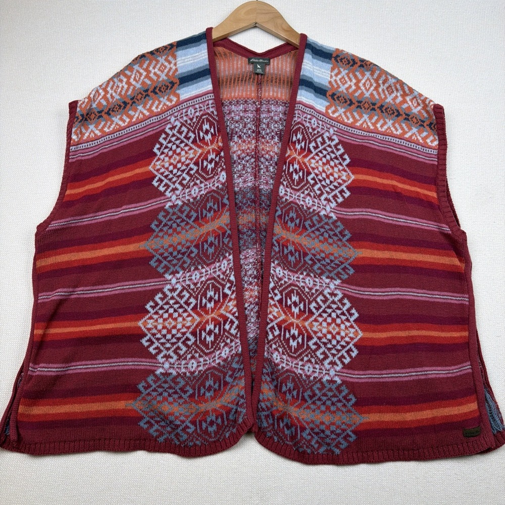 Eddie Bauer Knit Open Front Cardigan Sweater Size XS/S Multicolor Southwest Wrap